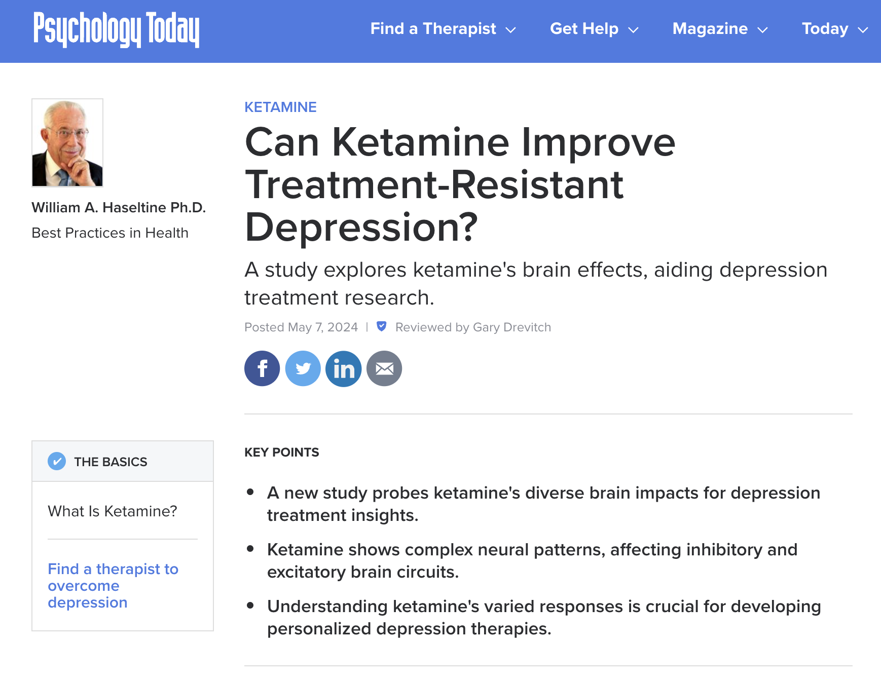 Can Ketamine Improve Treatment-Resistant Depression?